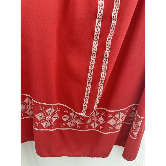Papaya Strapless Maxi Dress Size M Crimson Red Embroidered Boho Charm Peasant - Picture 3 of 12